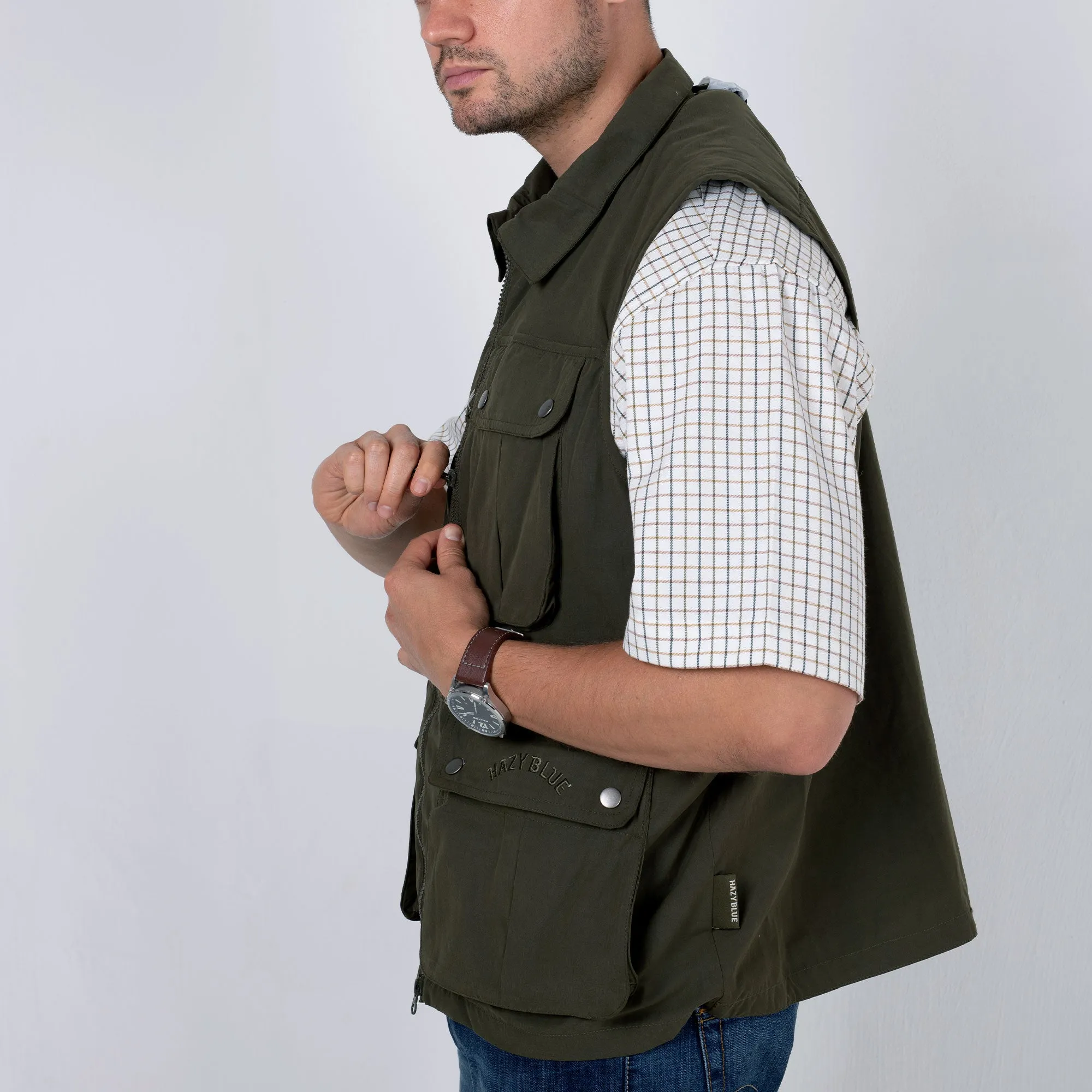 Hazy Blue Explorer Mens Bodywarmer Travel Waistcoat 13 Pockets Fishing Gilet