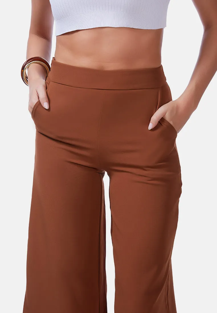 High Rise Cropped Culottes Trousers