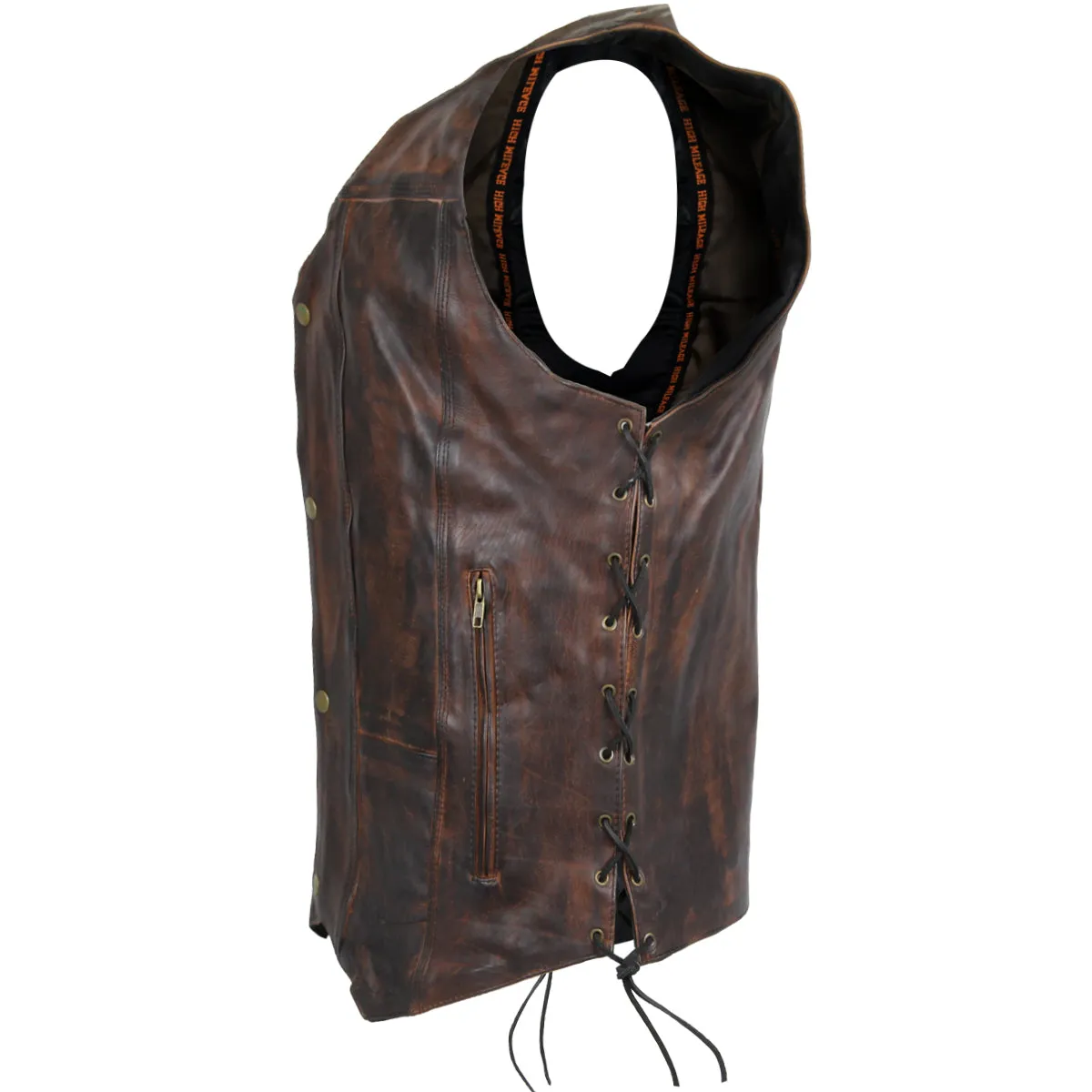 HMM915VB Vance Leather High Mileage Men's Vintage Brown 10 Pocket Vest