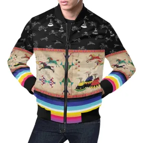 Horses Running Black Sky Bomber Jacket for Men