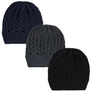 Hudson Baby Knitted Caps 3pk, Black Blue