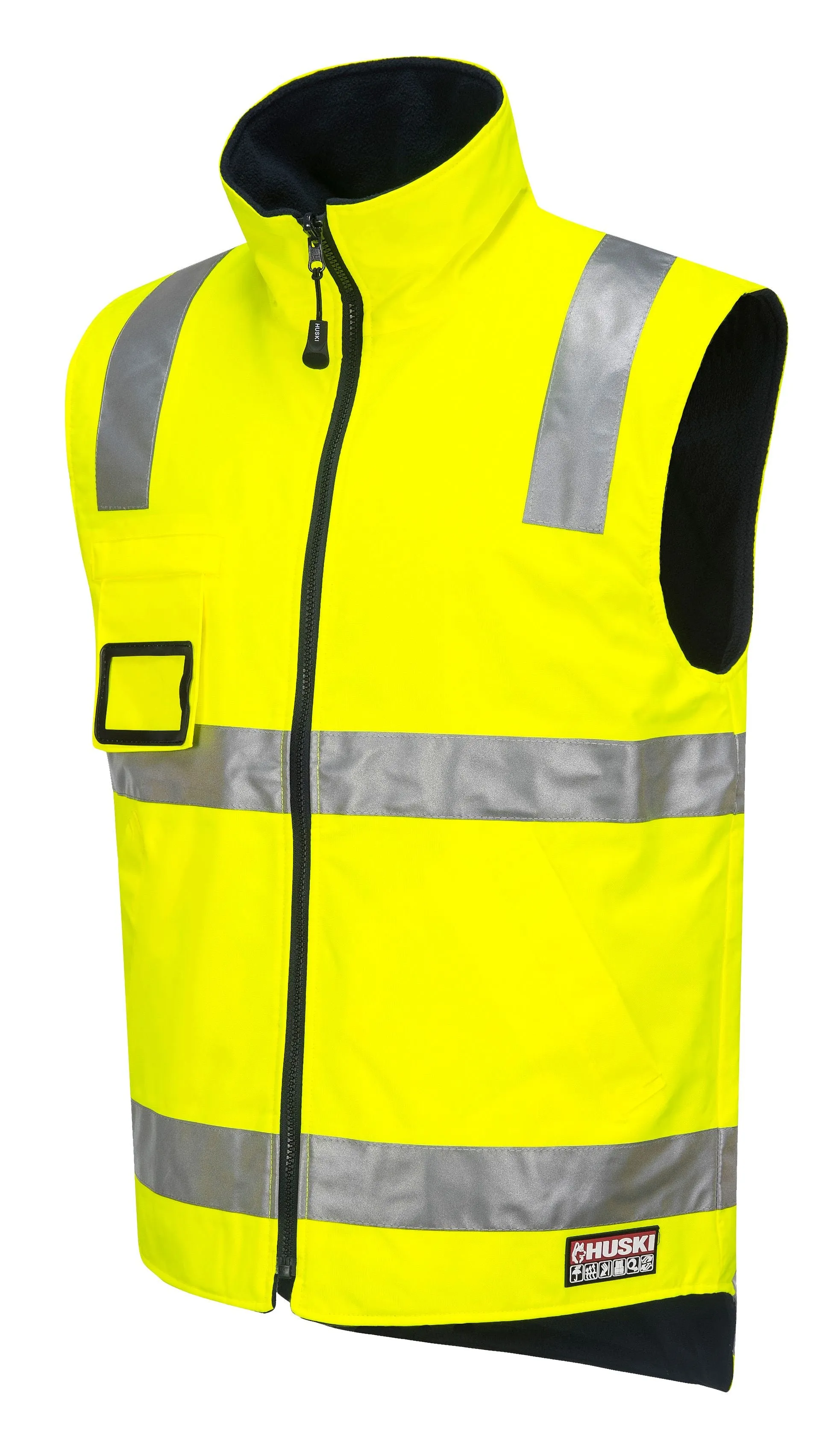 Huski Mens Core Traffic Hi Vis Reversible Vest Shoulder Taped