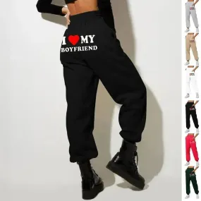 I Love MY BOYFRIEND Printed Trousers Casual Sweatpants Men And Women Sports Pants