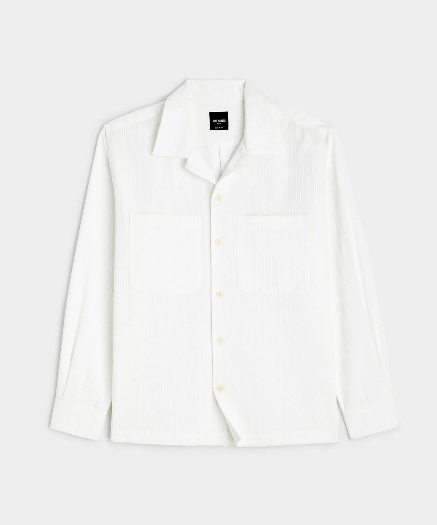 Italian Textured Overshirt in White