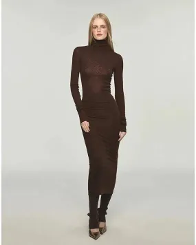 Jinn Rhinestone Detail Slim Fit Turtleneck Dress