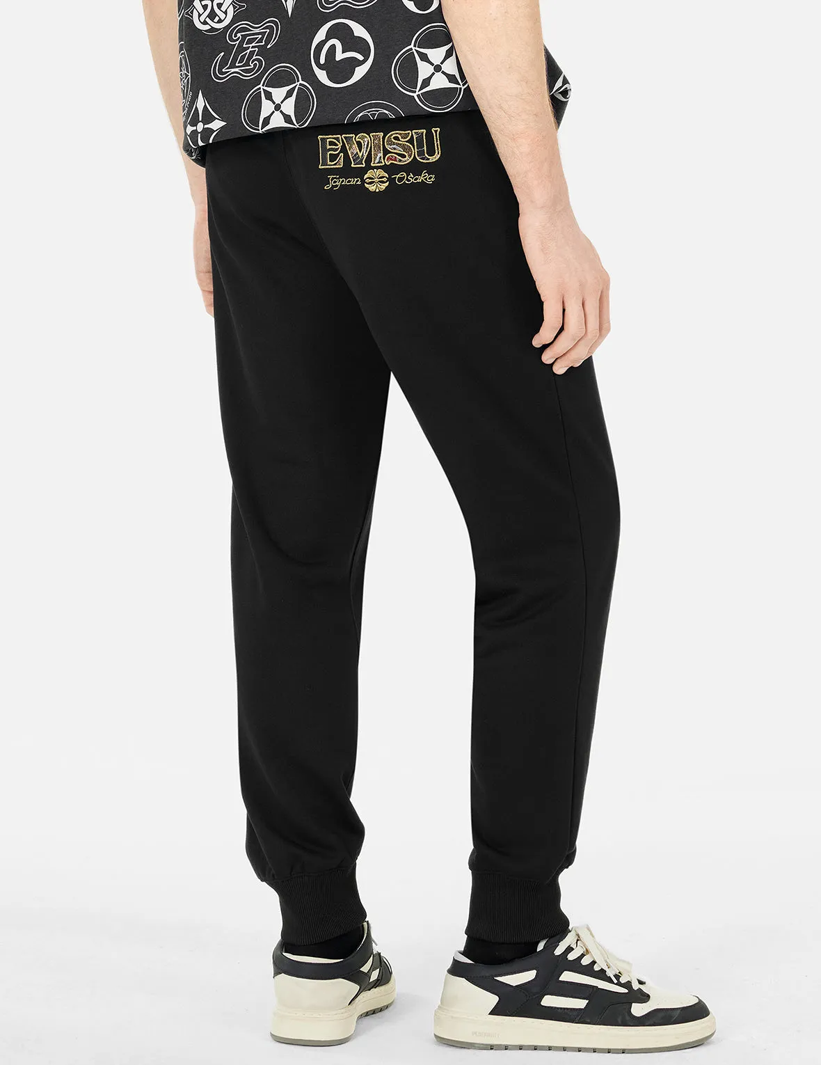 Kamon Embroidery and Logo Brocade Appliqué Regular Fit Sweatpants