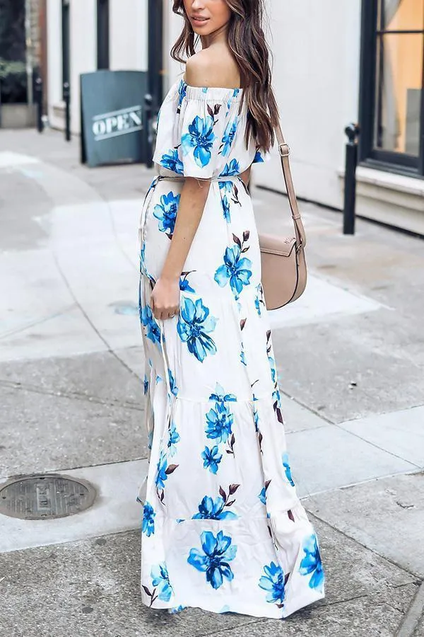 Keep Swinging Deep V Floral Maxi Dress