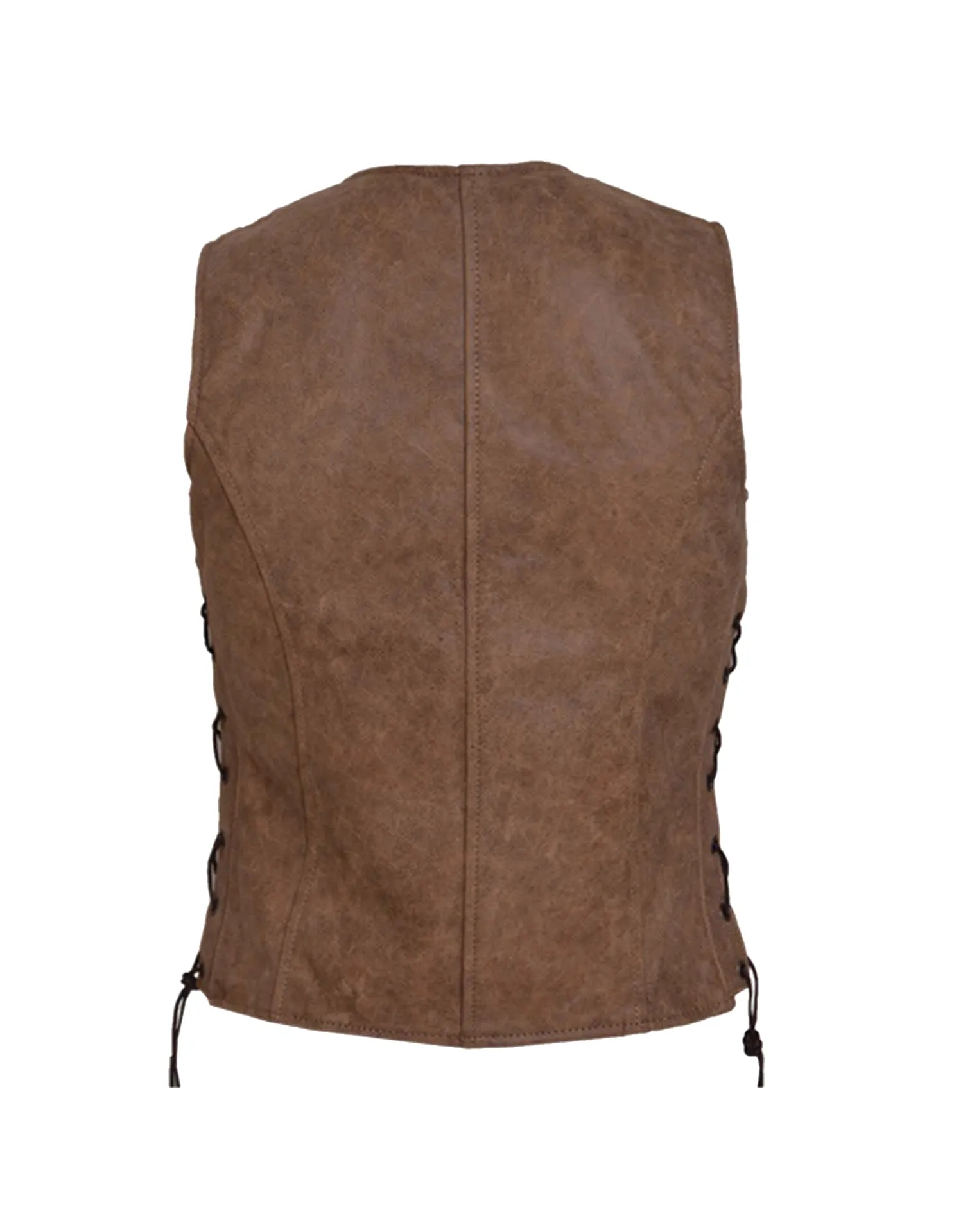 Ladies Arizona Brown Premium Motorcycle Leather Vest