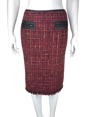 Lafayette 148, Women's Boucle Pencil Skirt with Leather Trim, Size 6