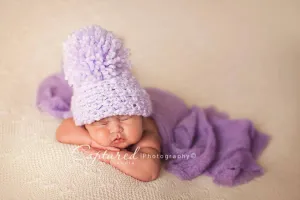 Lavender Newborn Pom Hat