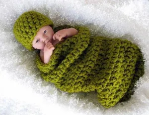 Lemongrass Green Newborn Cocoon And Hat Set