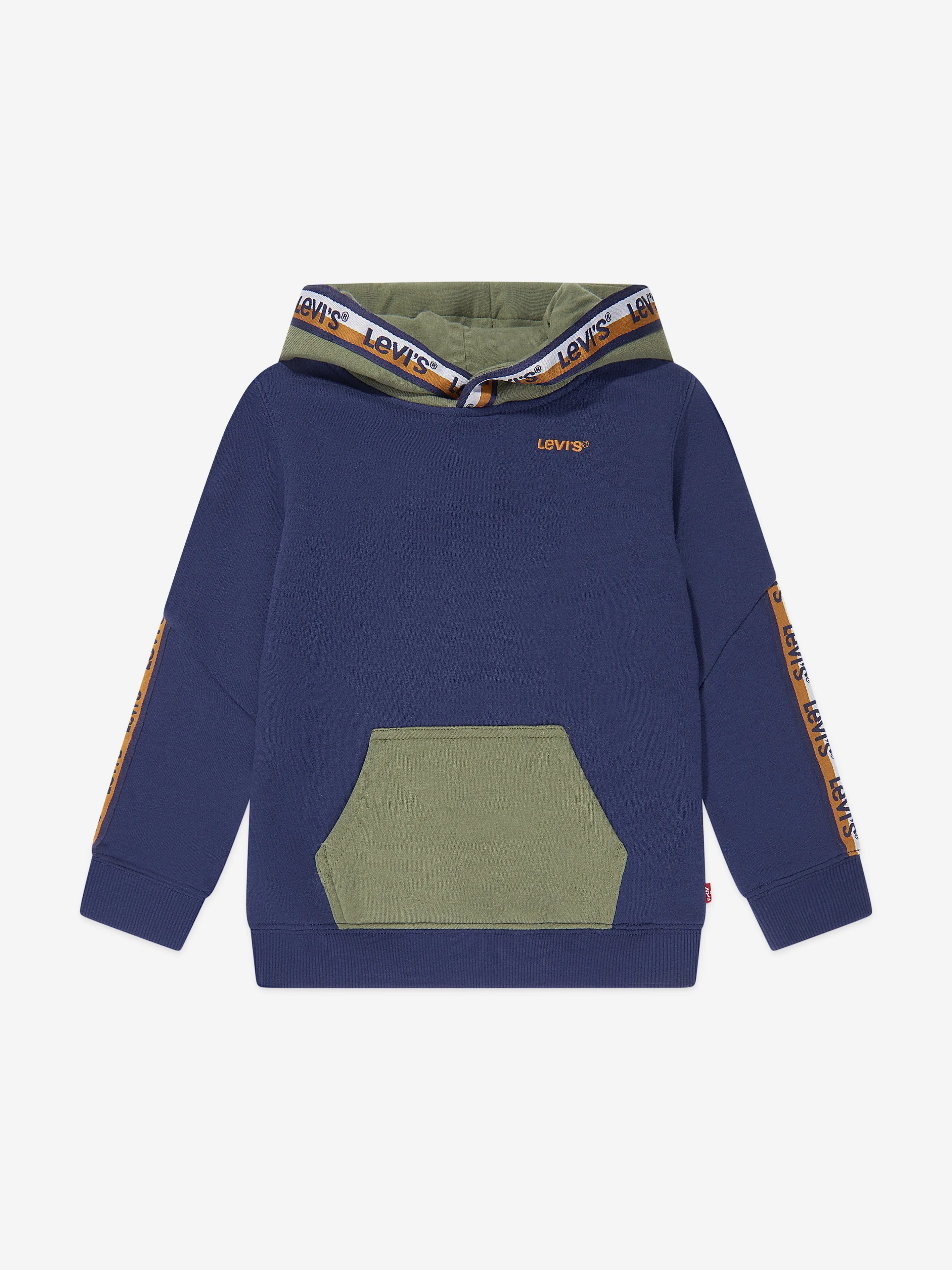 Levi's Boys Logo Taping Pullover Hoodie in Blue