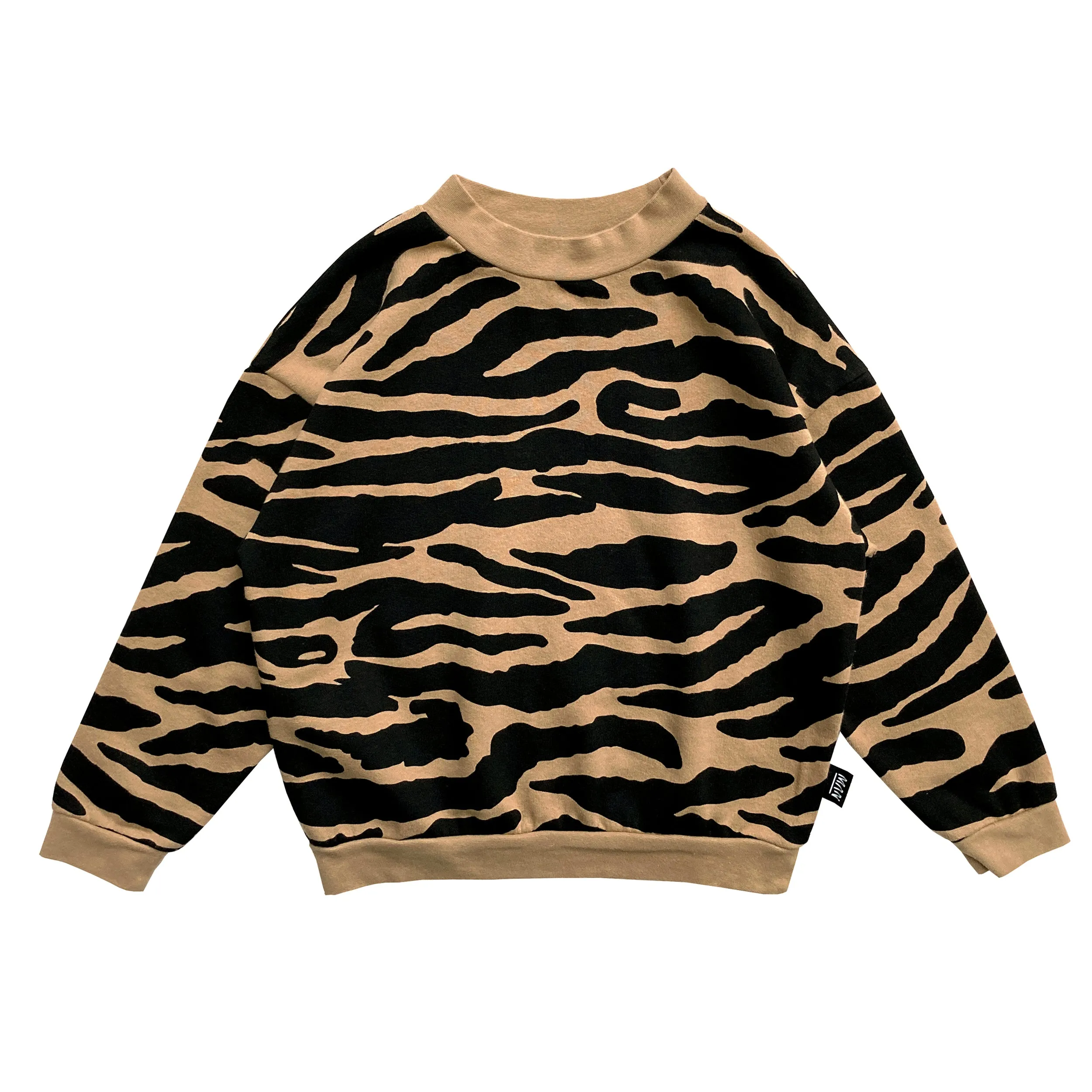 LITTLE MAN HAPPY BROWN/CAMEL TIGER PRINT SWEATSHIRT