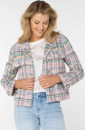 Liverpool Plaid Boucle Pearl Button Boxy Shacket