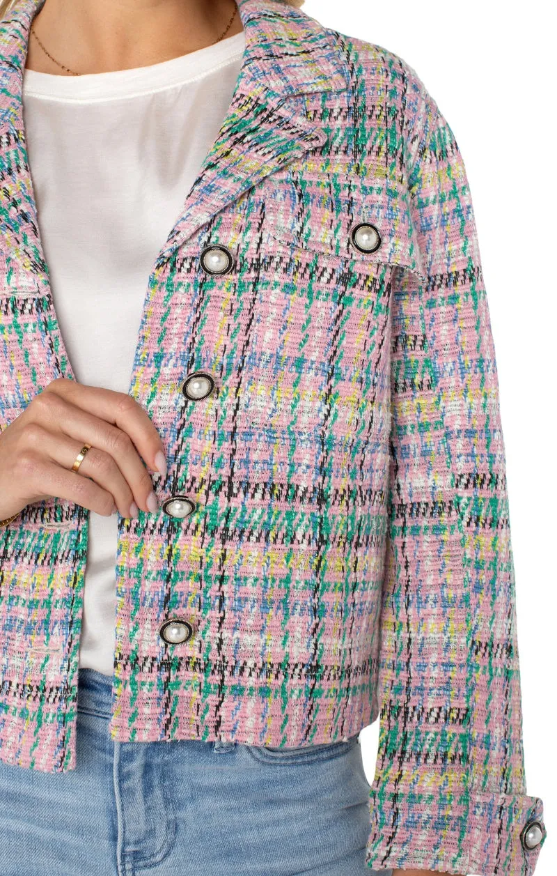 Liverpool Plaid Boucle Pearl Button Boxy Shacket