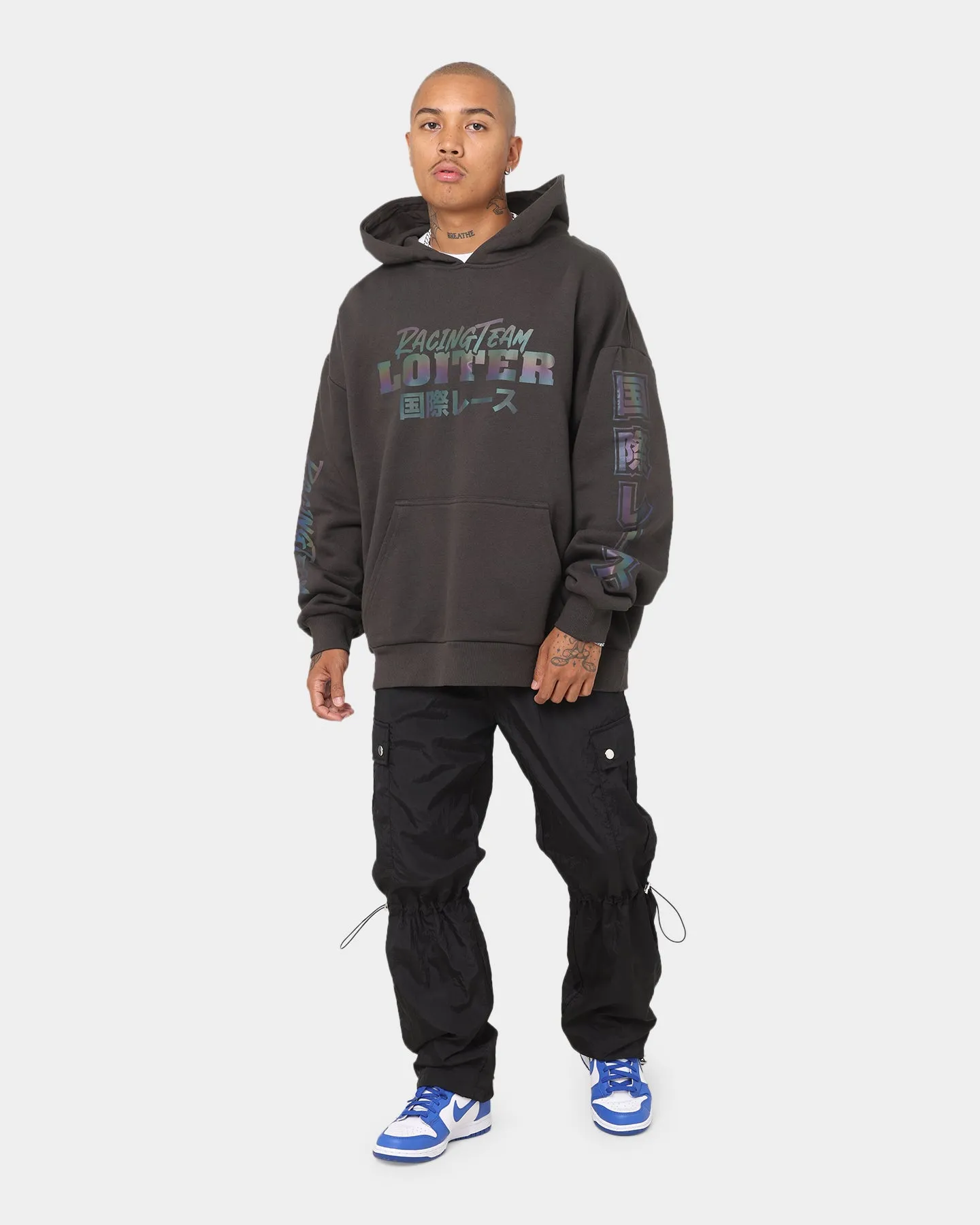 Loiter Dynasty Racing Reflective Hoodie Charcoal