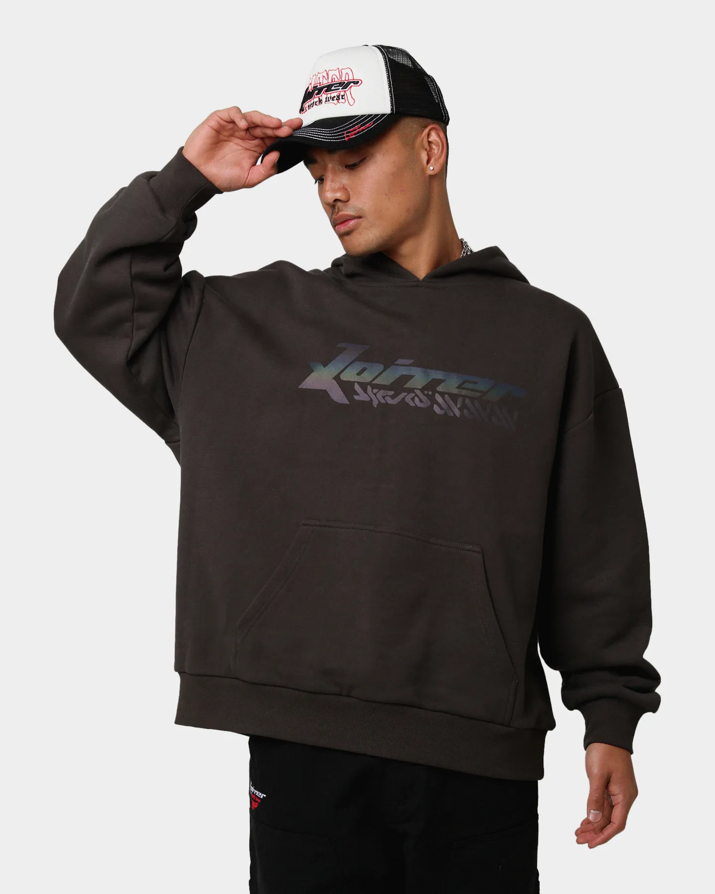 Loiter Dystopian Reflective Hoodie Charcoal