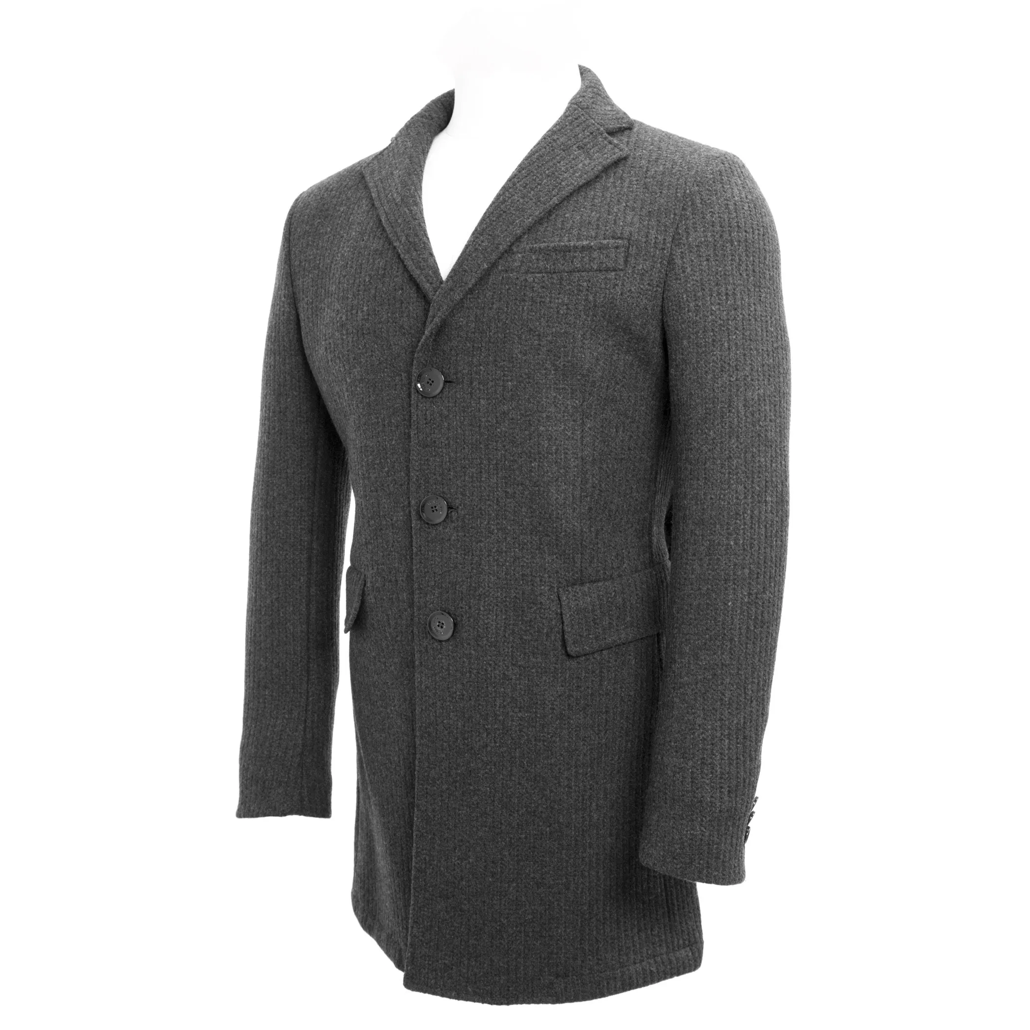 MANUEL RITZ Charcoal Wool Blend Single Breasted Peacoat 113C4488 $435 NWT