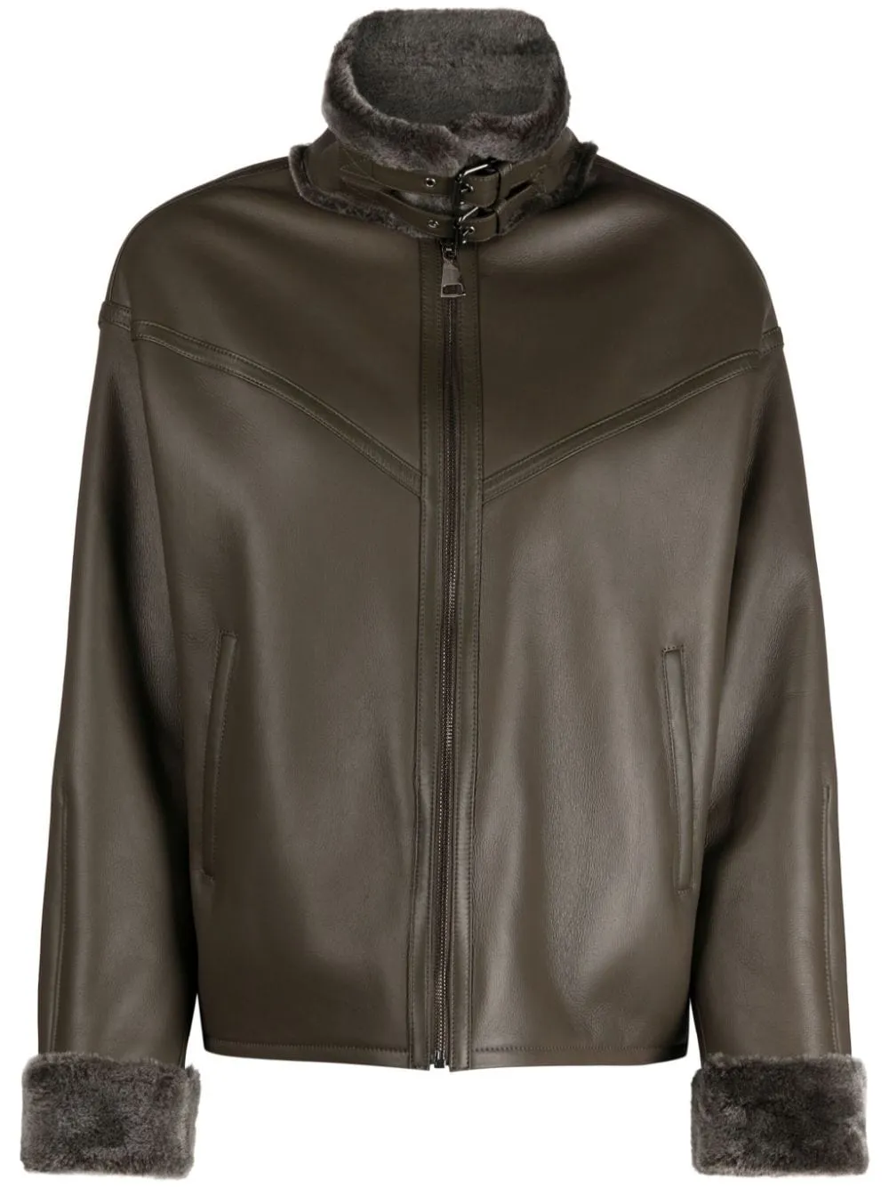 Manzoni 24 shearling-trim leather jacket