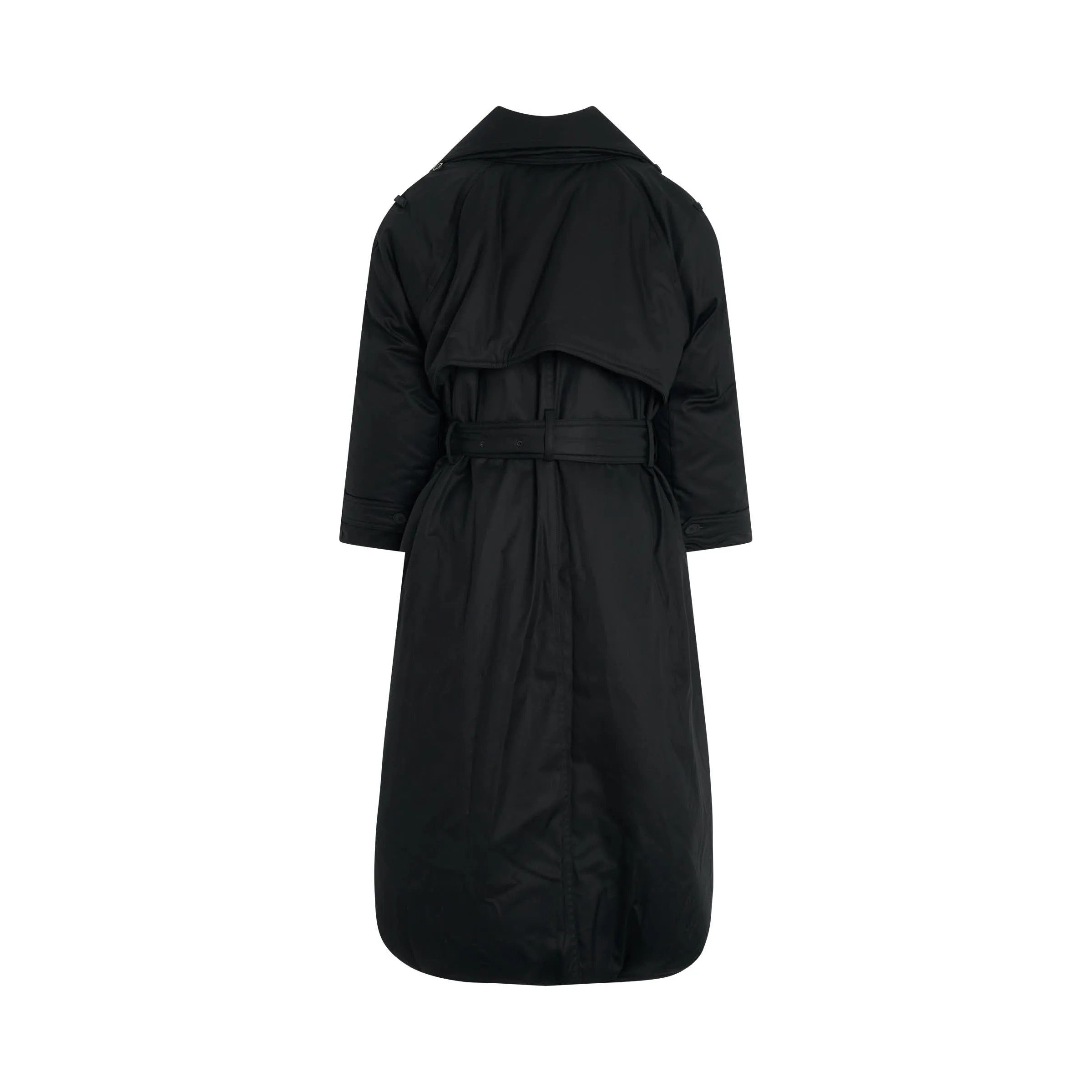 Maxi Padded Trench Coat in Black