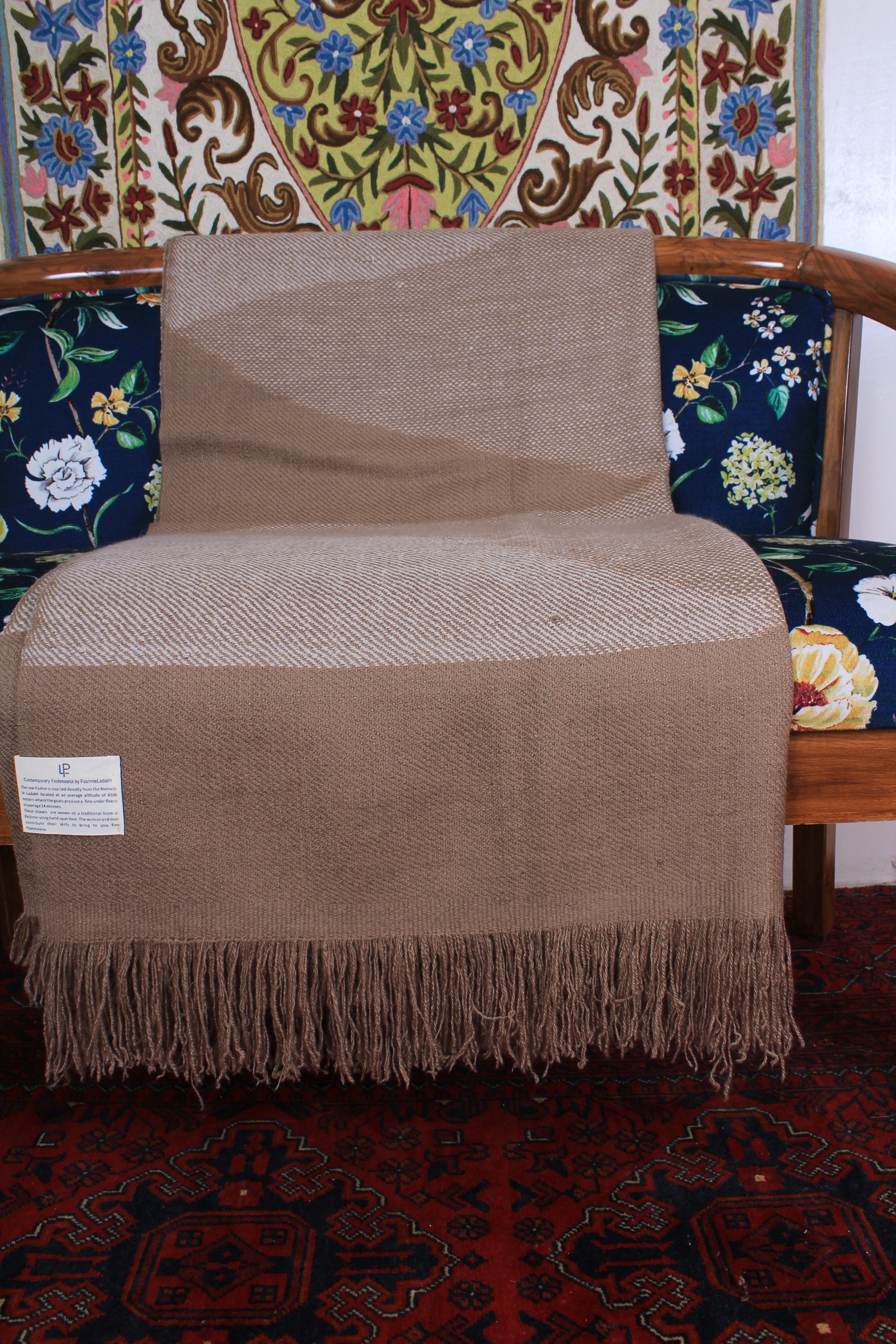 Mehmeet French Taupe Single Pashmina Blanket