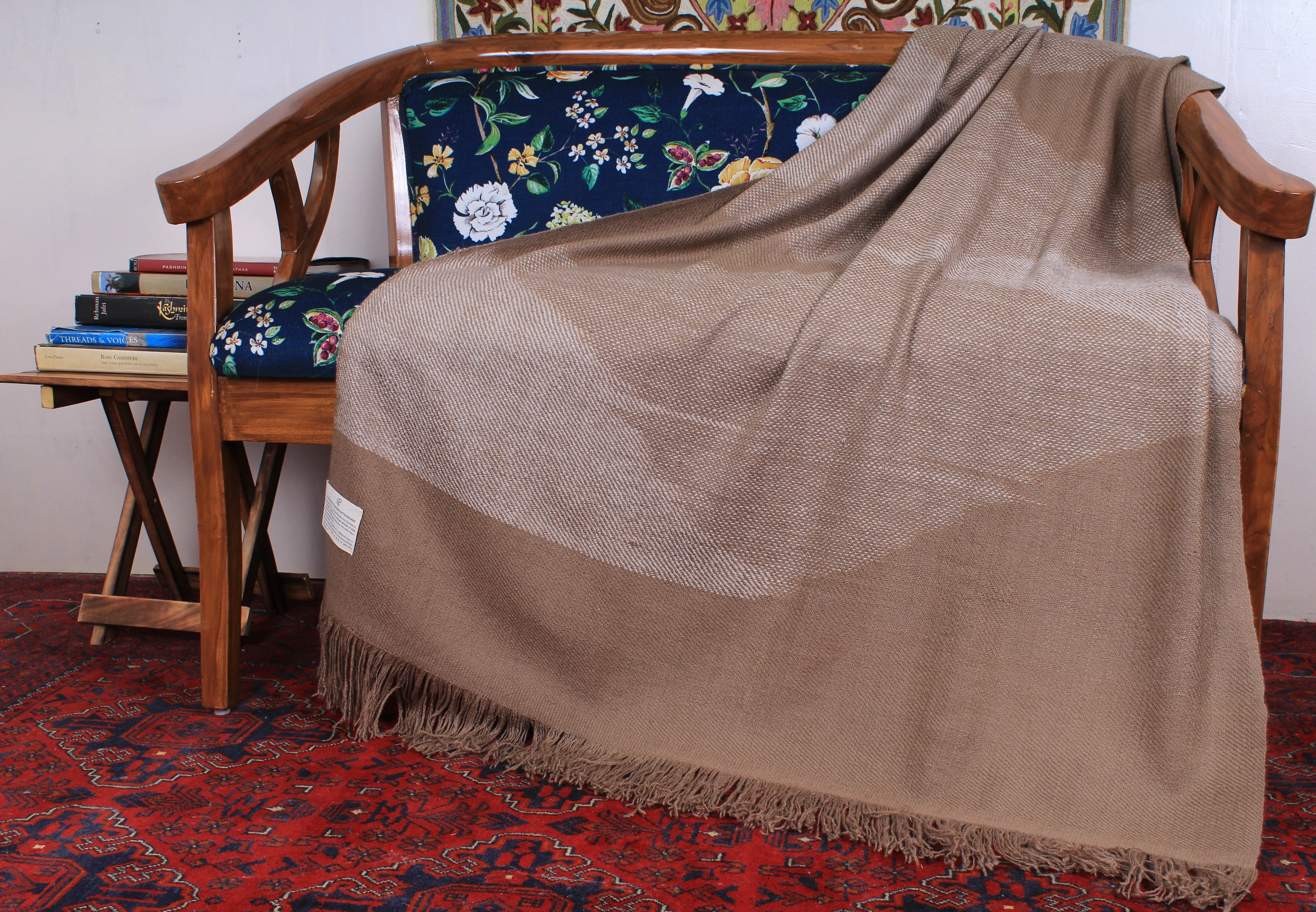 Mehmeet French Taupe Single Pashmina Blanket