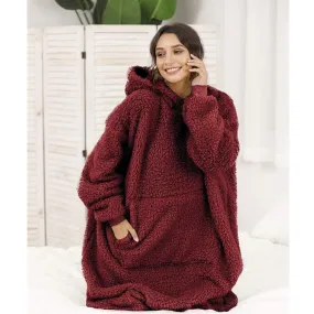 Men and Women Soft Winter Big Pocket Hoodie Sherpa TV Blanket Home