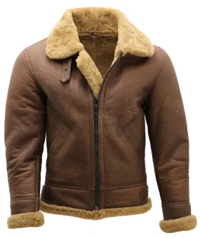 Men's Brown  Sheepskin Flying Jacket (RI)