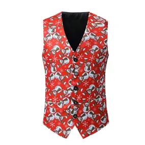 Men's Christmas 3D Santa Printed Vest Waistcoat