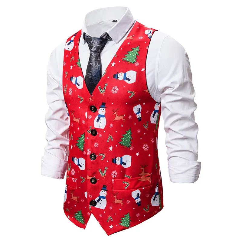 Men's Christmas Fashion Printed Vest Waistcoat