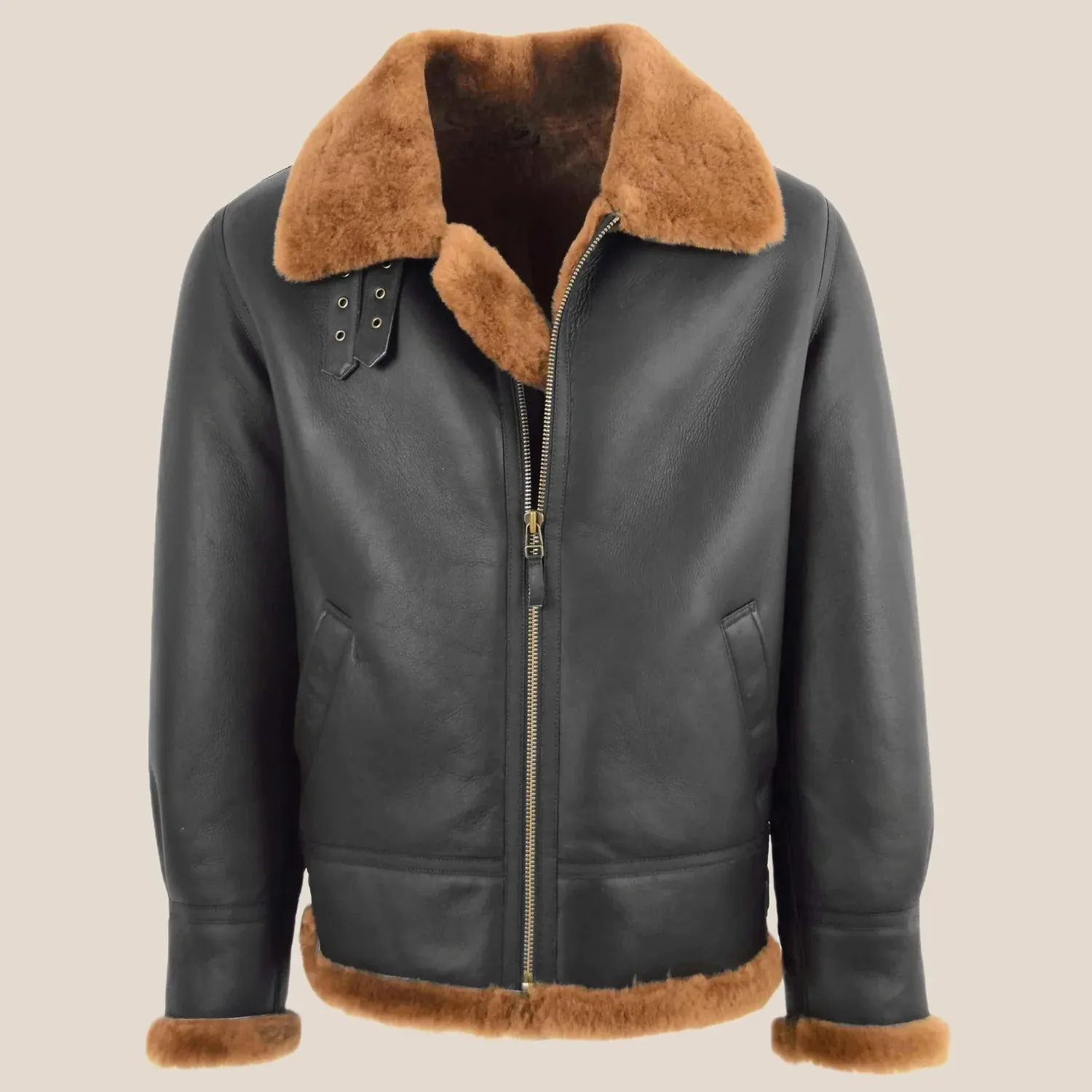 Men's Classic Brown Ginger B3 Sheepskin Leather Jacket