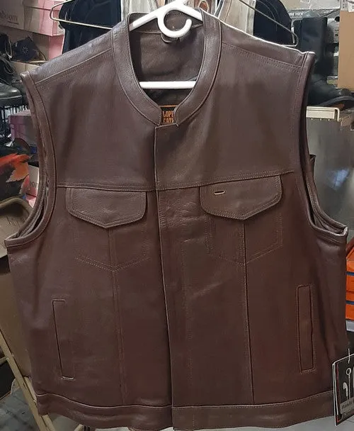 Men's Dark Brown Club Style Motorcycle Vest