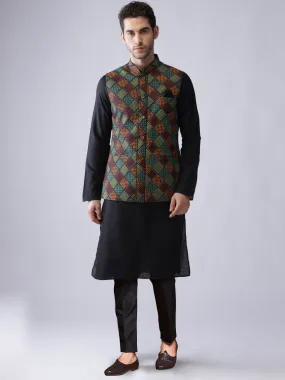 Men's Multi-Color Kurta Jacket Trousers Set