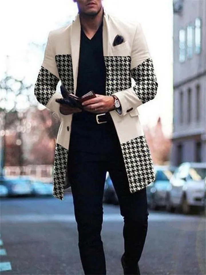 Men's Patchwork Casual Trench Coat