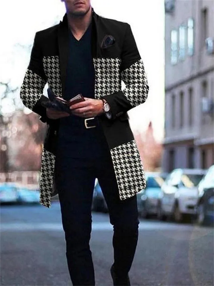 Men's Patchwork Casual Trench Coat