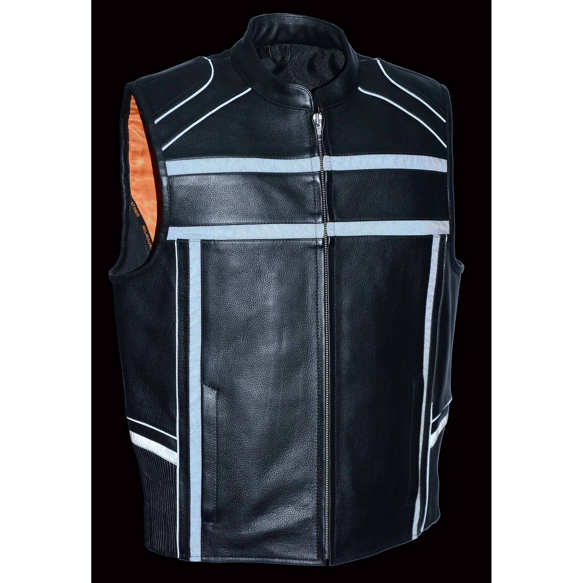 Men's Reflective Band & Piping Zipper Front Vest