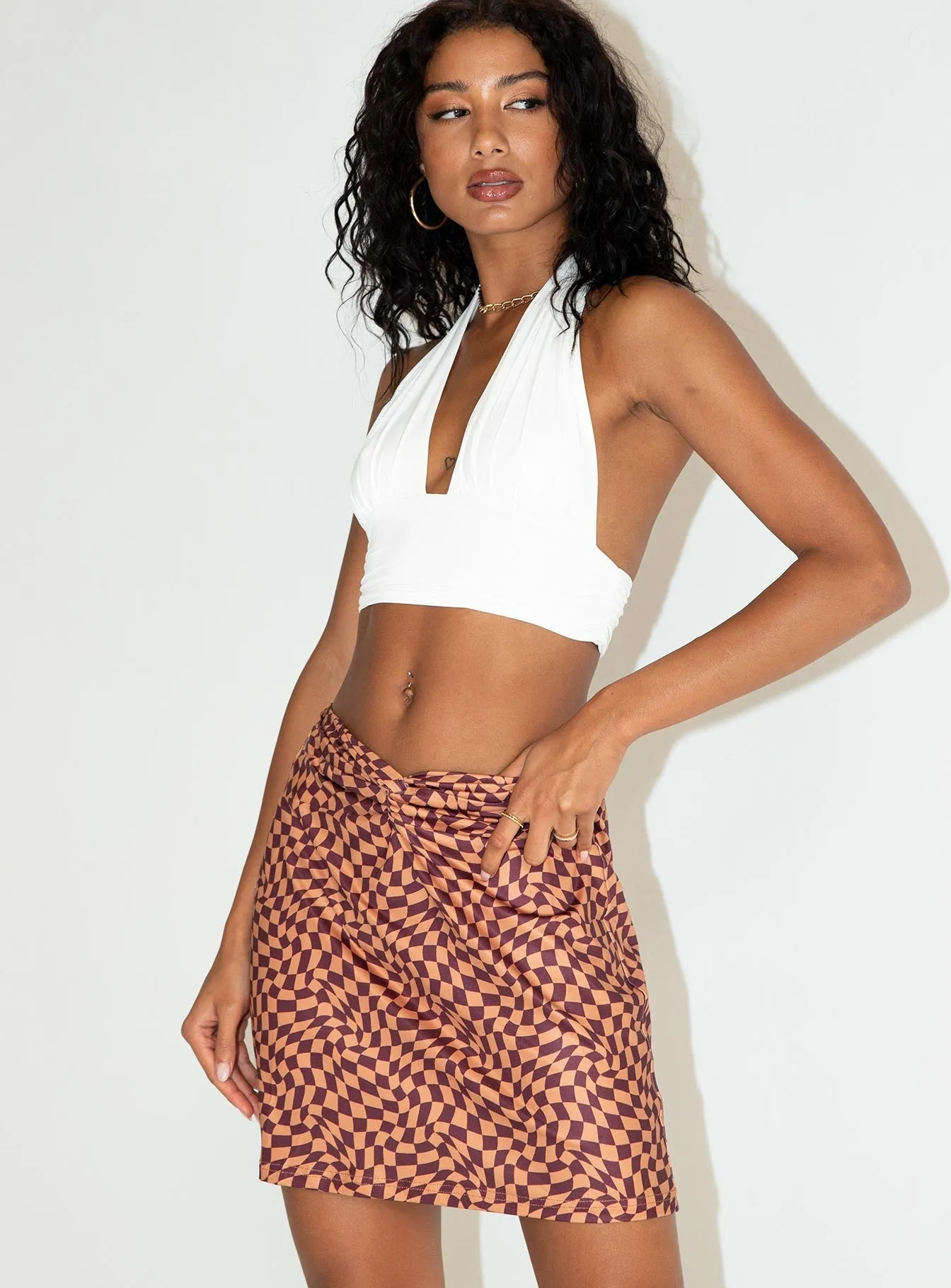 Meredith Swirl Wrap Mini Skirt