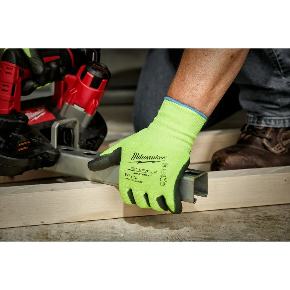 Milwaukee 48-73-8924 High Visibility Cut Level 2 Polyurethane Dipped Safety Gloves - 2X-Large