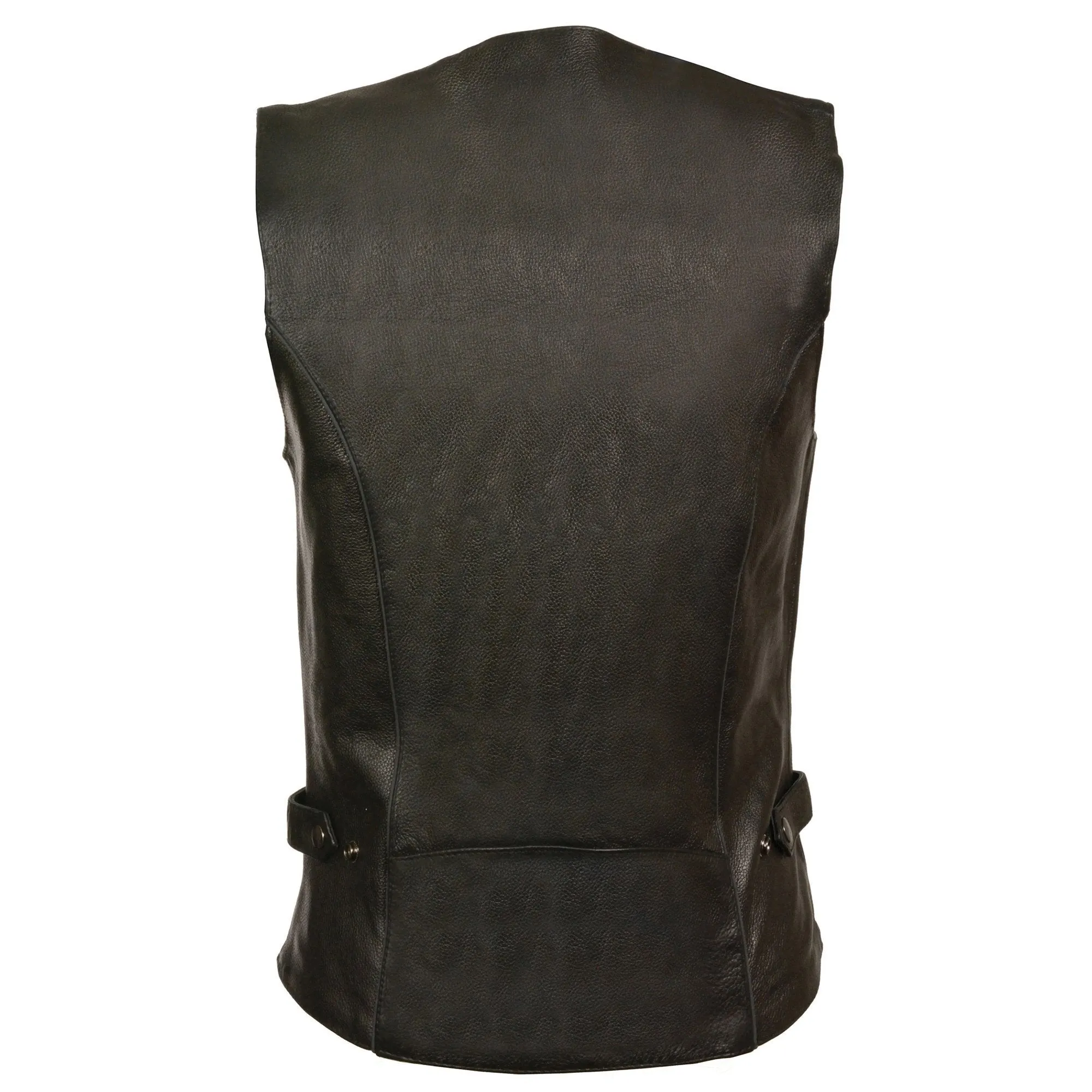 Milwaukee Leather ML1296 Women's Black Leather Side Laced Motorcycle Vest w/ Reflective Tribal