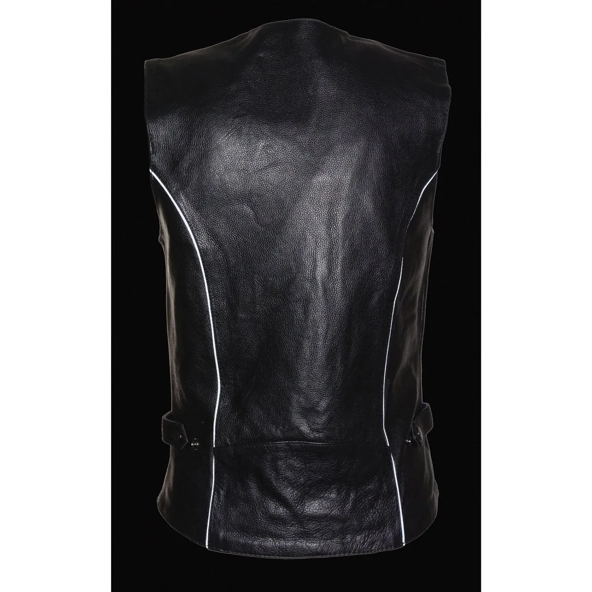 Milwaukee Leather ML1296 Women's Black Leather Side Laced Motorcycle Vest w/ Reflective Tribal