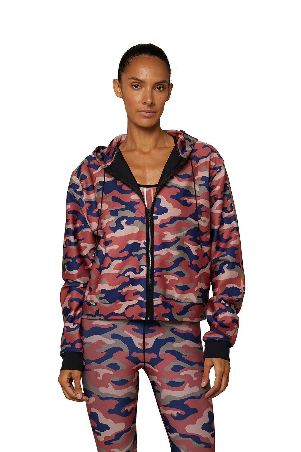 Mini Camo Streamline Polaris Zip Up Hoodie, Pearl Blush Rose Copper