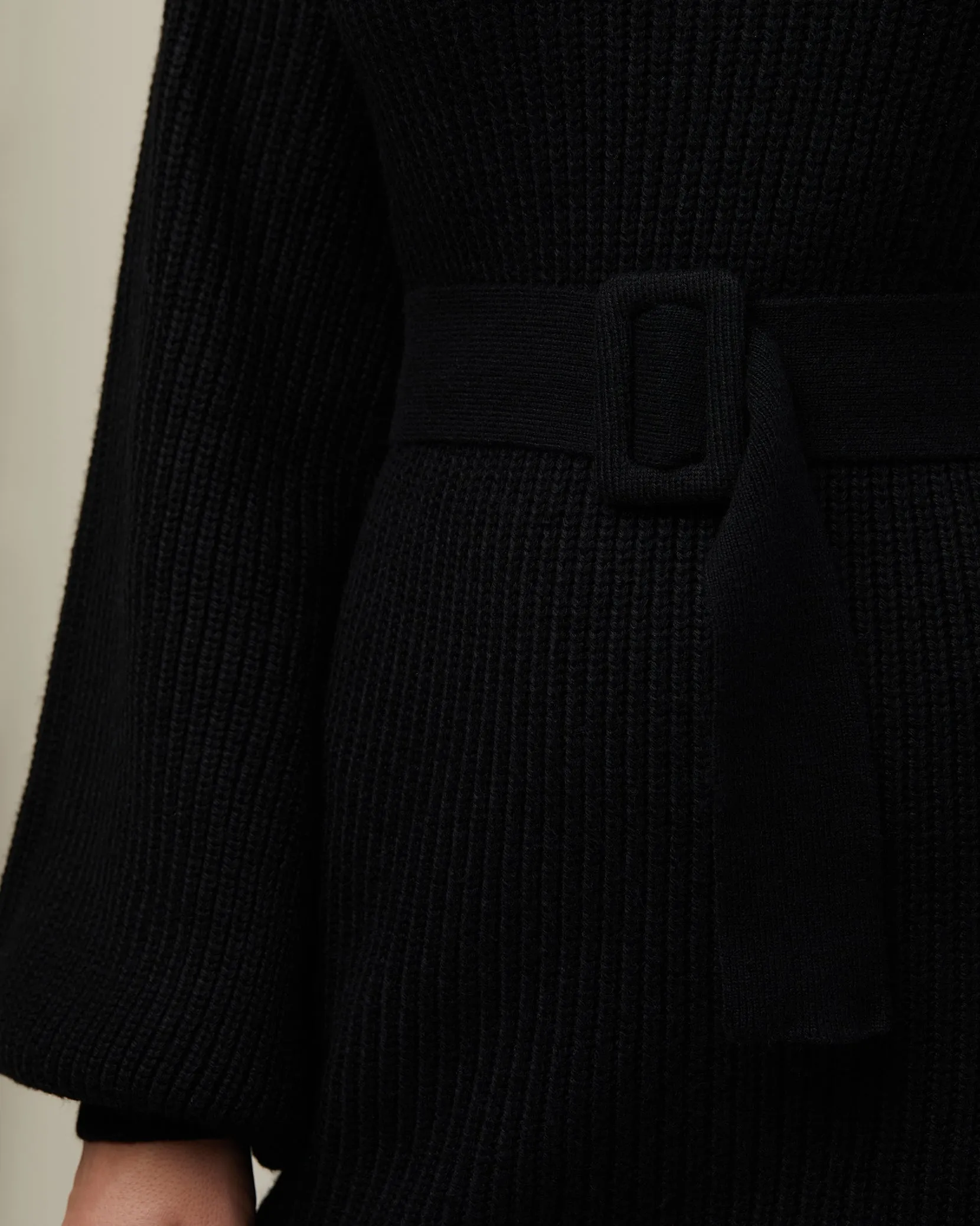 Mock Neck Belted Sweater Dress