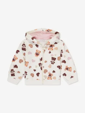 Monnalisa Baby Girls Teddy Bear Zip Up Top in Ivory