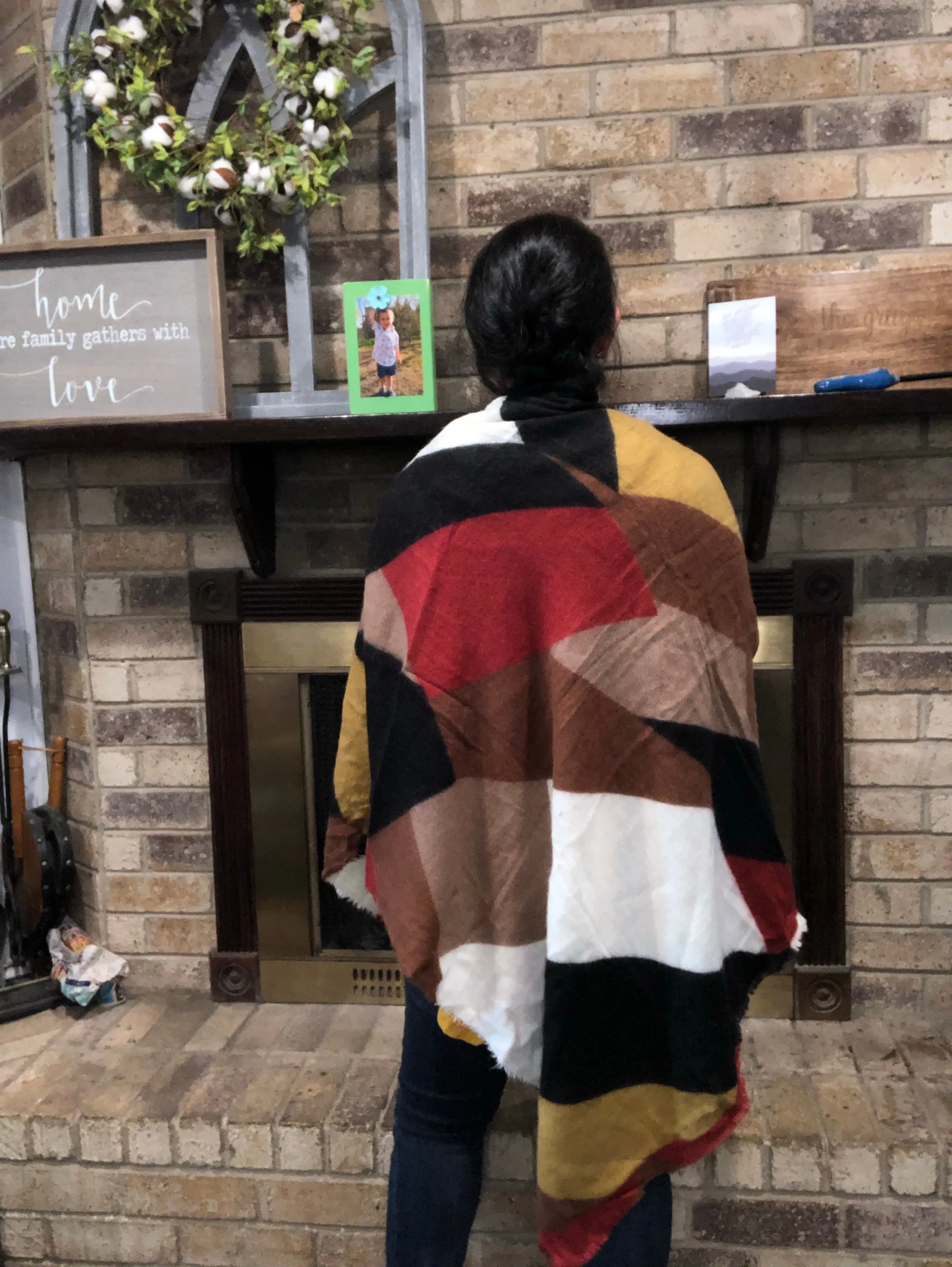 Mosaic Blanket Scarf/Toggle Poncho