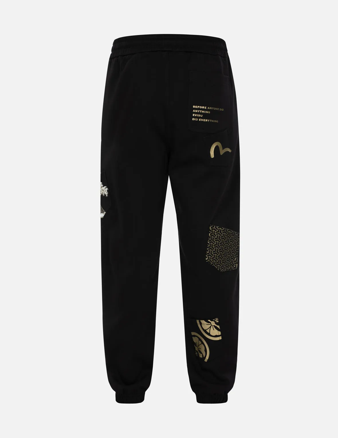 Multi Pocket and Logo Print Loose Fit Sweatpants