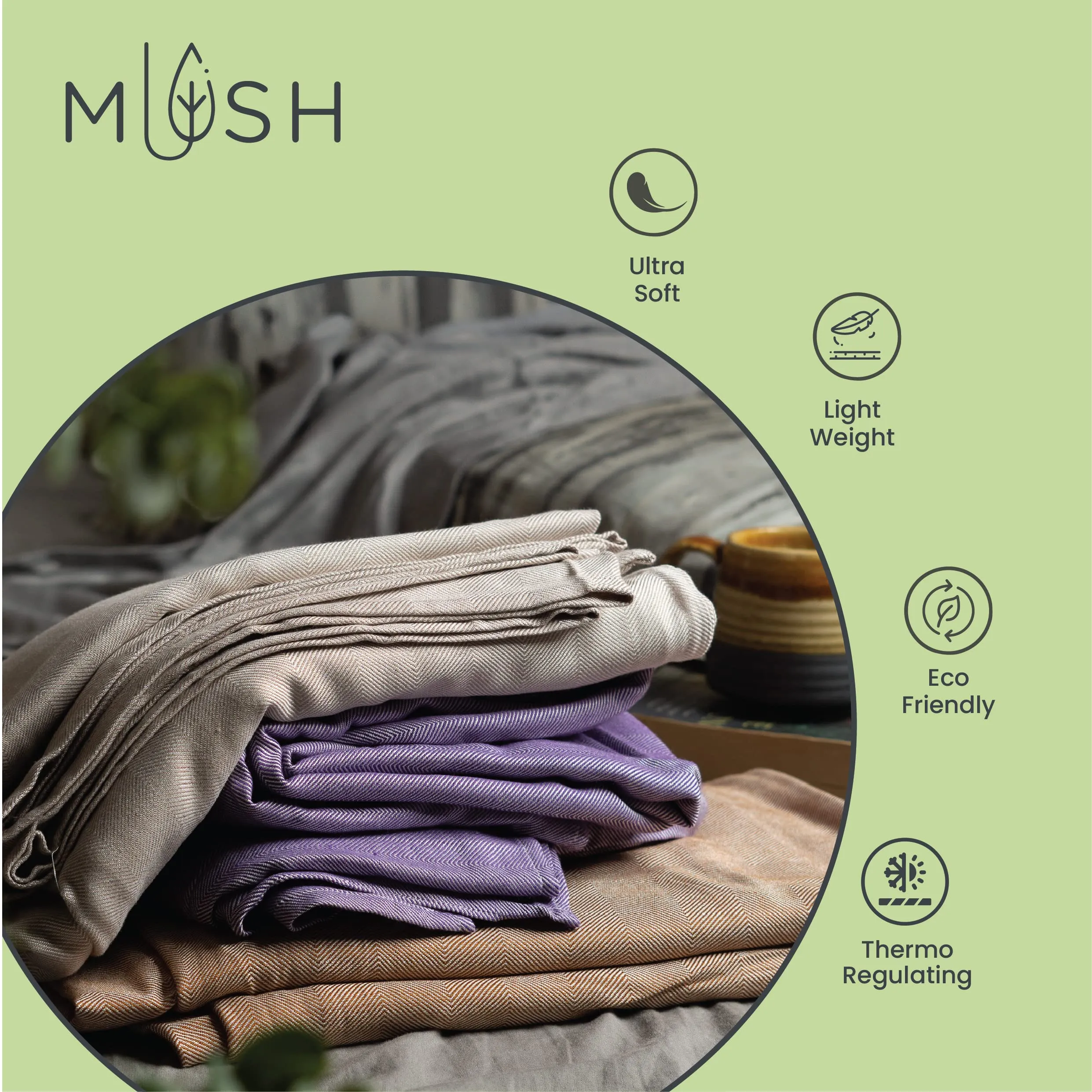 Mush 100% Bamboo Summer AC Blankets | Ultra-Soft, Light Weight, Breathable & Thermoregulating Dohar 5 X 7.5 Ft (Lavender, Single/Large)