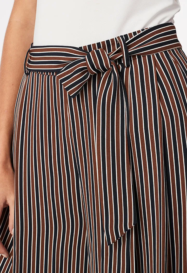 Navy-Brown Striped Culottes