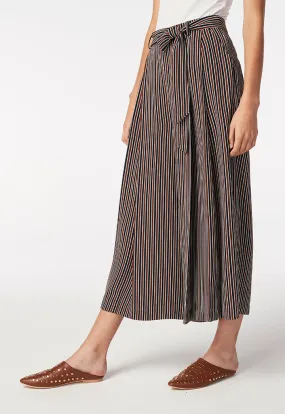 Navy-Brown Striped Culottes