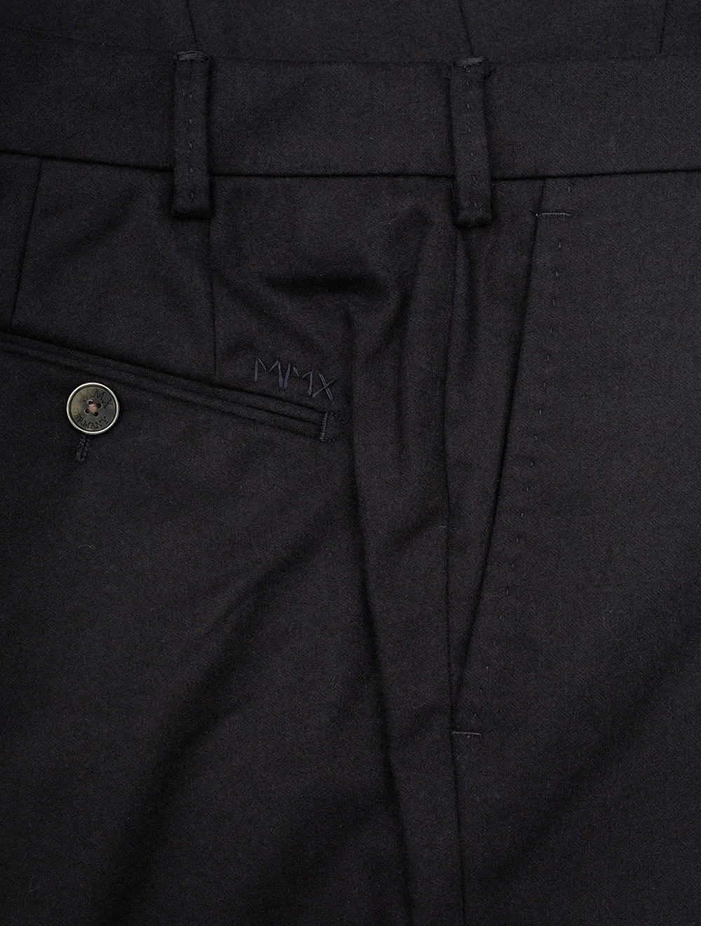 Navy Lupus Wool Flannel Trousers