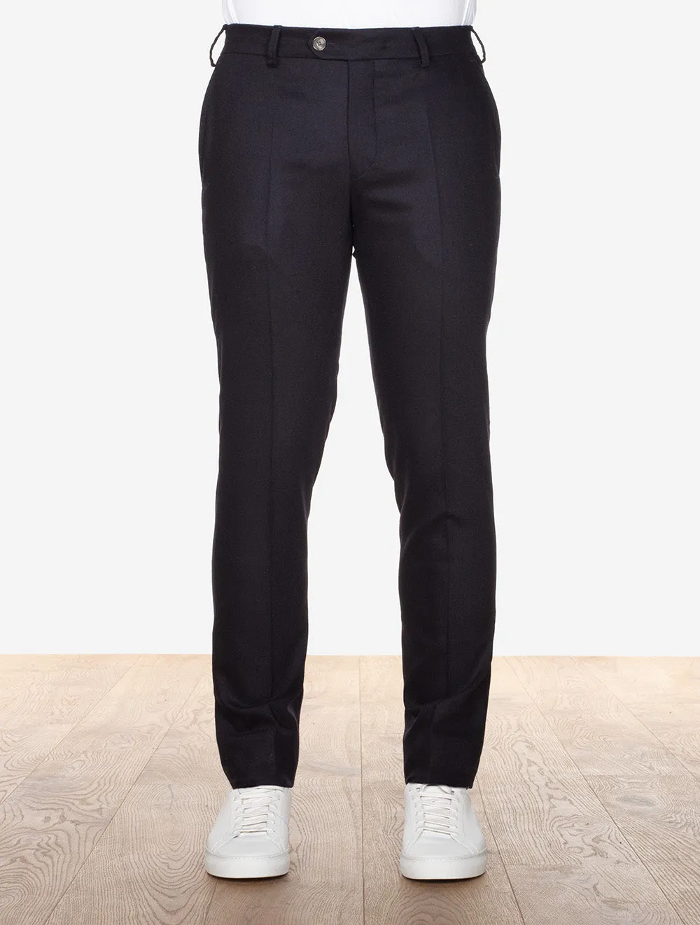 Navy Lupus Wool Flannel Trousers